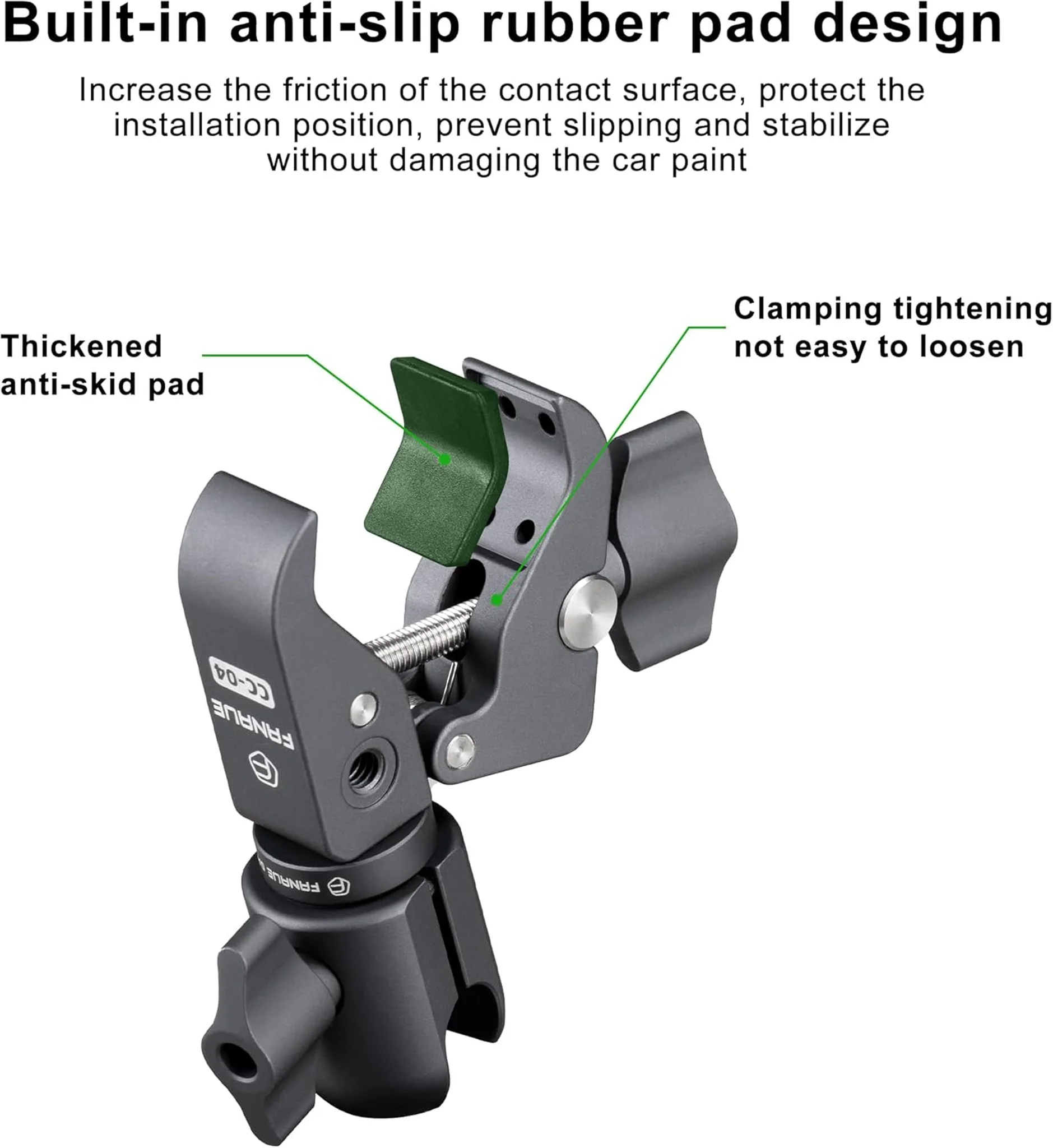 FANAUE CC-04(80P) Single Socket Arm with Handlebar Base Mount Strong Rod Clamp Compatible with RAM Mounts 1 Inch Ball