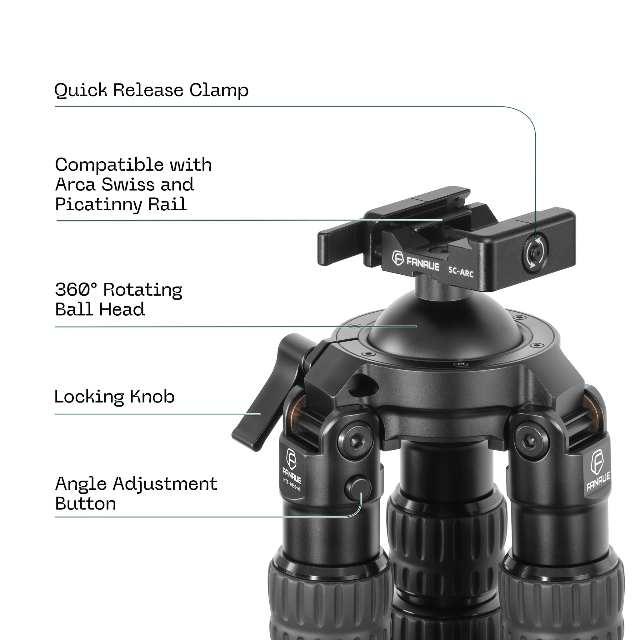 FANAUE HTC-4030-65 Carbon Fiber Inverted Tripod 3 Section Load 30KG (72inch)