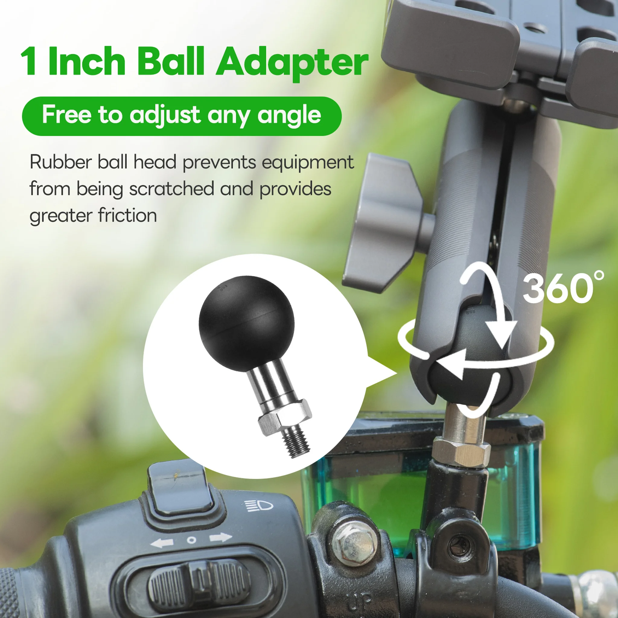 FANAUE M6 Ball Base Adapter With M6x1.0 Threaded Post for RAM Mounts Double Socket Arm & Bike Motorcycle Phone Holder