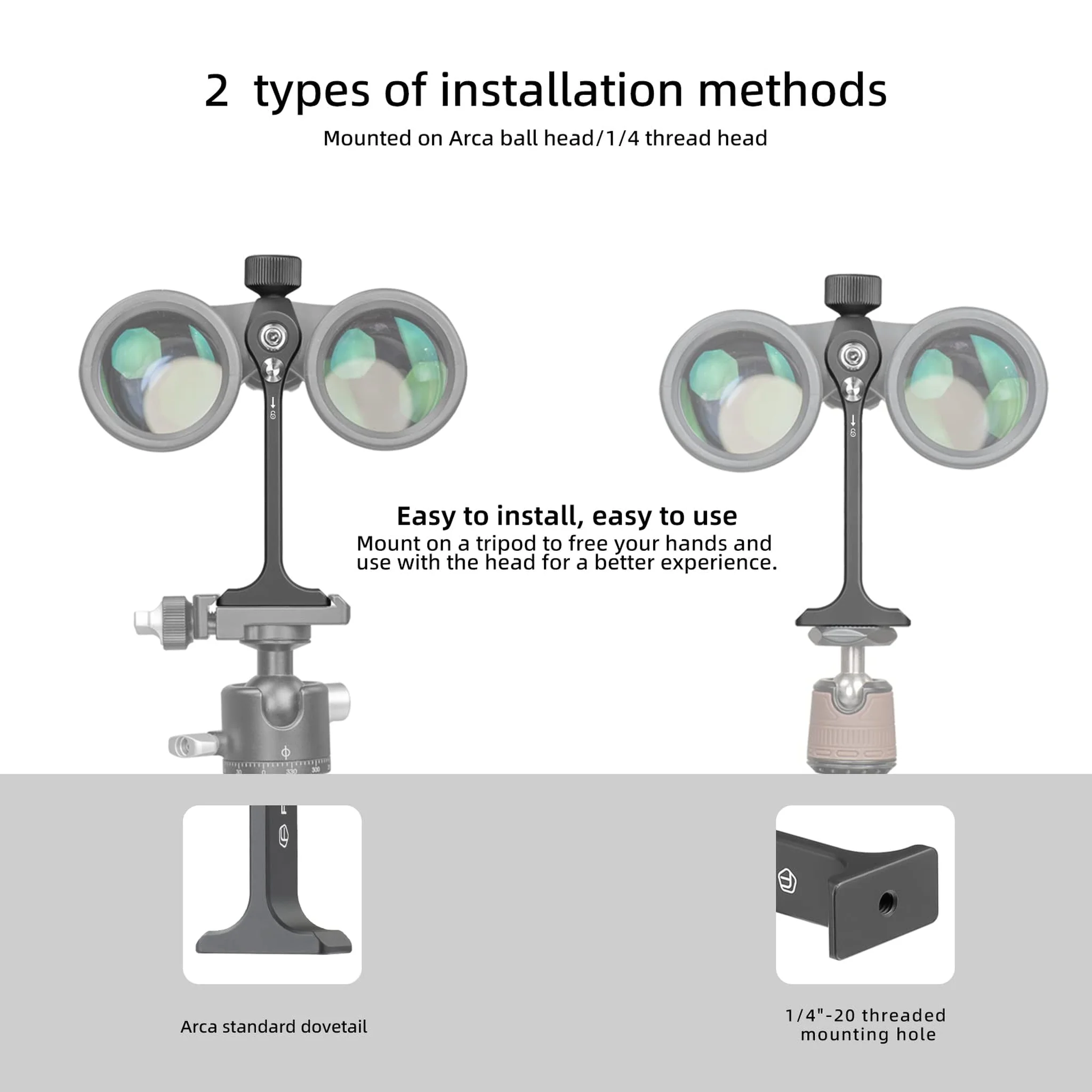 FANAUE Quick Release Binocular Tripod Adapter,Compatible with Arca Ball Head and 1/4 Thread Head