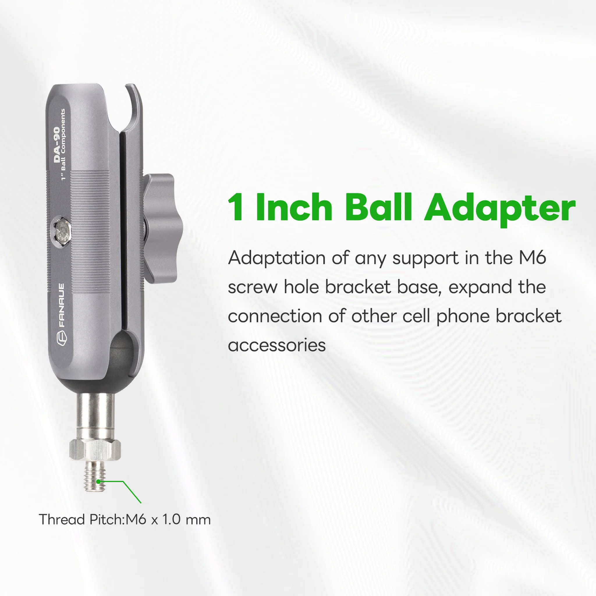 FANAUE M6 Ball Base Adapter With M6x1.0 Threaded Post for RAM Mounts Double Socket Arm & Bike Motorcycle Phone Holder