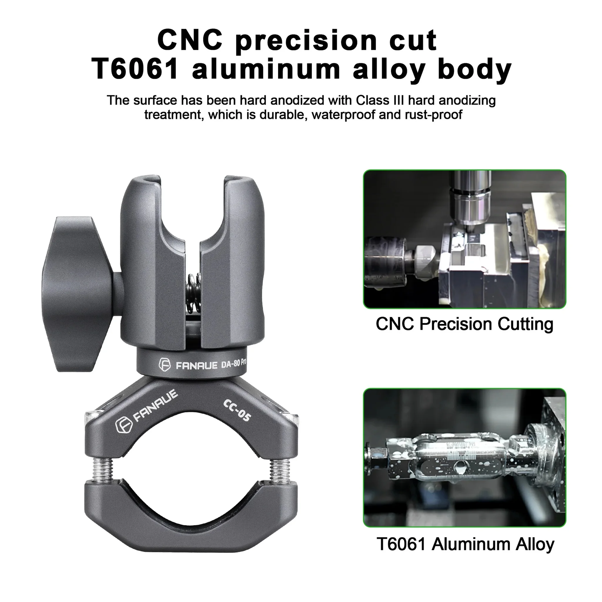 FANAUE Single Socket Arm with Handlebar Clamp Mount U-Bolt Base Compatible with RAM Mounts 1 Inch Ball Head and Bike Motorcycle Phone Holder, Can be Installed on 0.87-1.26" Diameter Rail Round Rod