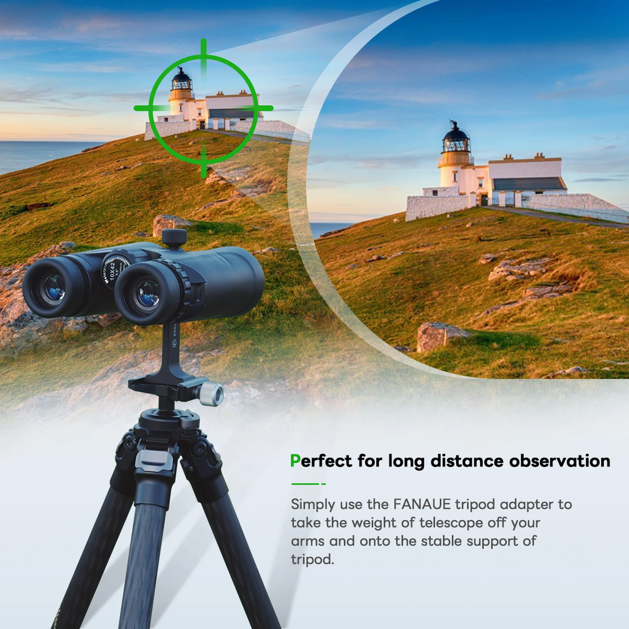 FANAUE S2 Binocular Tripod Adapter with 1/4-20" Thread Compatible with Porro Binoculars and Arca Ball Heads