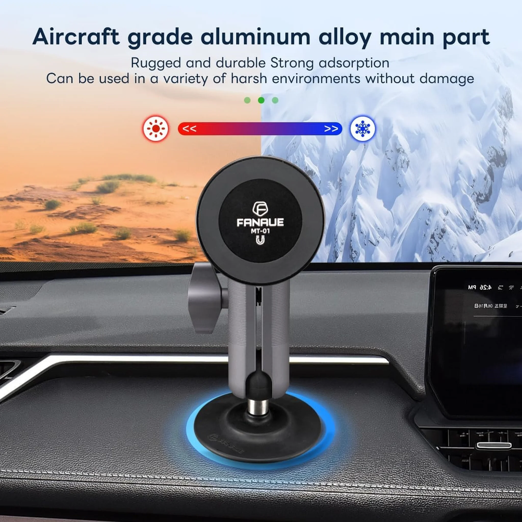 FANAUE SC-03T9 Magnetic Car Mount Compatible with RAM Mount B Size Ball Head, Magnetic car phone holder can be mounted on car dashboard