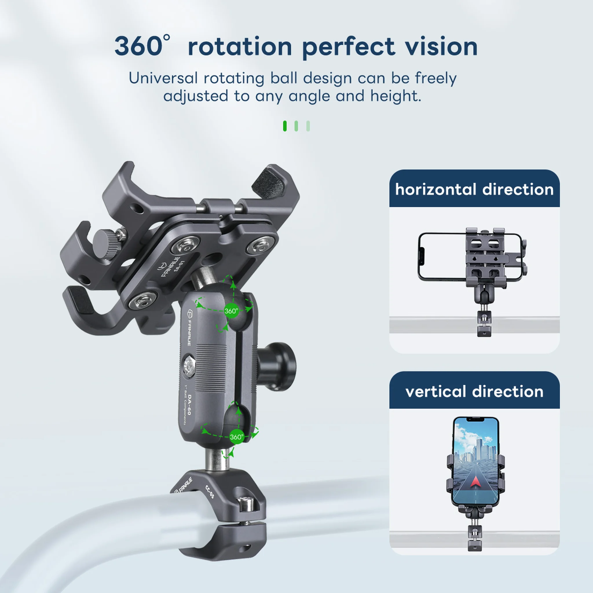 ANAUE Motorcycle Phone Mount Adapter with Shock Absorption Anti-Theft Function