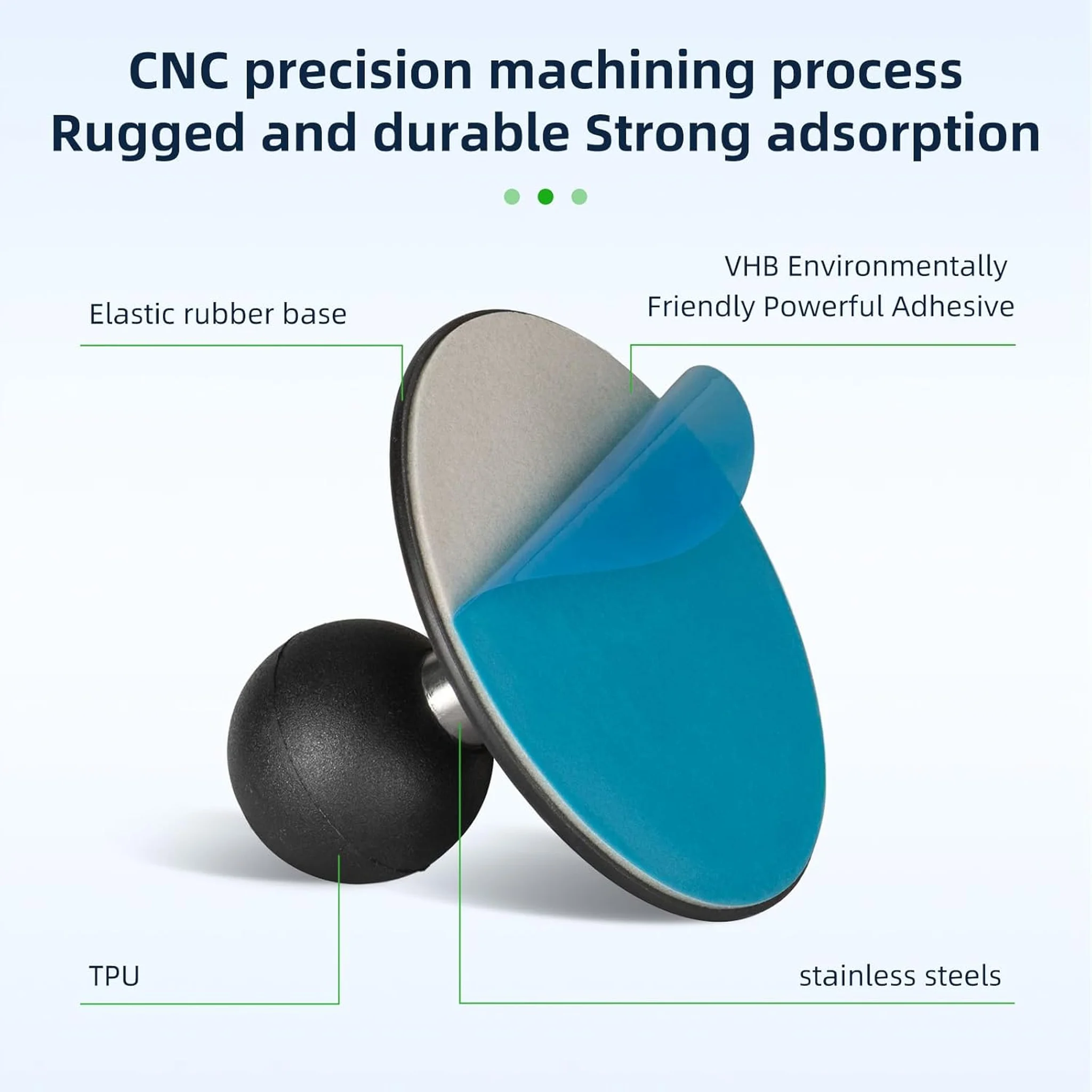 FANAUE Flex Adhesive Ball Base Compatible with RAM Mounts B Size Double Socket Arm, 25/20/17mm Ball Head Adapter for Motorcycle Phone Mount Bike Phone Holder, Suction Cup Base for Mounting on Car Dashboards.