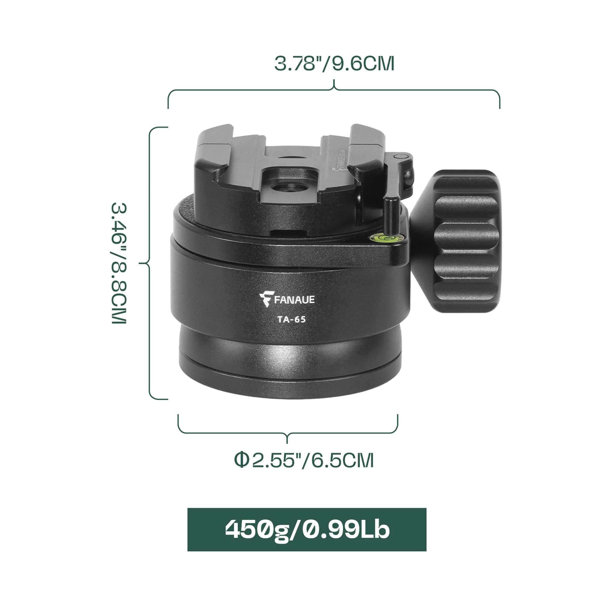 FANAUE TA-65T Ball Head with Bubble Level Compatible With ARCA Standard for Camera Shooting & Hunting
