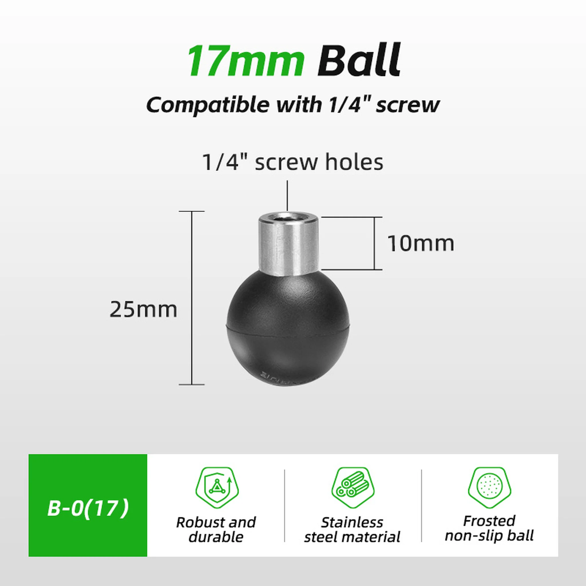 FANAUE B-0  Female Ball Adapter with 1/4"-20 Threaded Hole with 25/20/17mm Ball