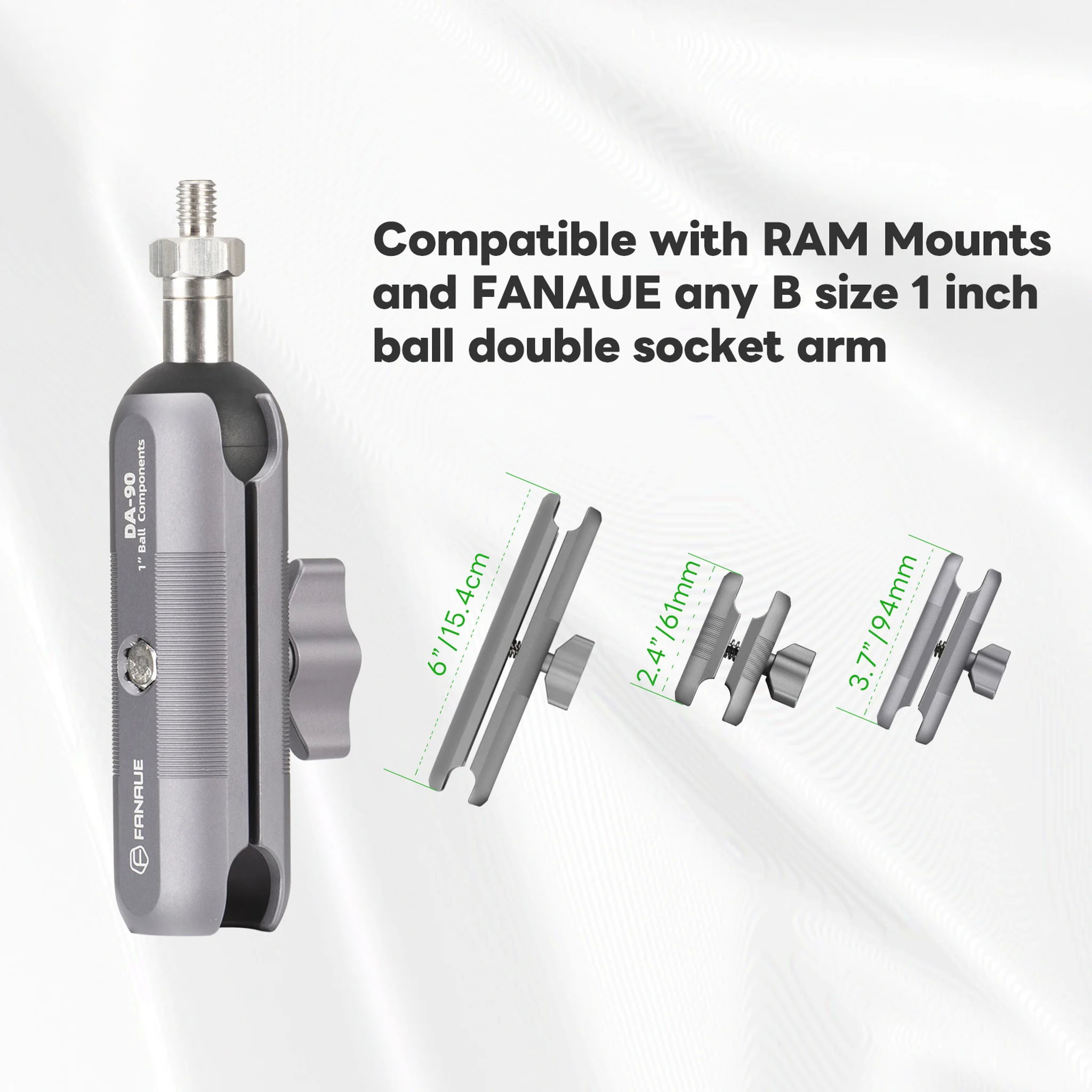 FANAUE M6 Ball Base Adapter With M6x1.0 Threaded Post for RAM Mounts Double Socket Arm & Bike Motorcycle Phone Holder