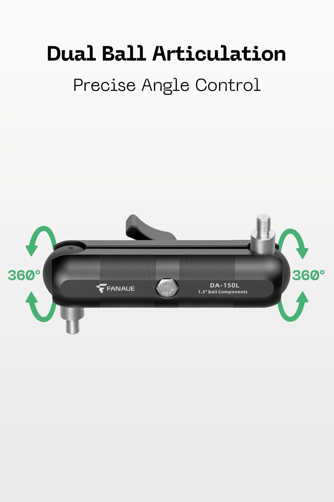 FANAUE DA-150L Aluminum Alloy 1.5" Double Socket Arm,Compatible with RAM C Size 1.5 inch Ball Components(6" Length)