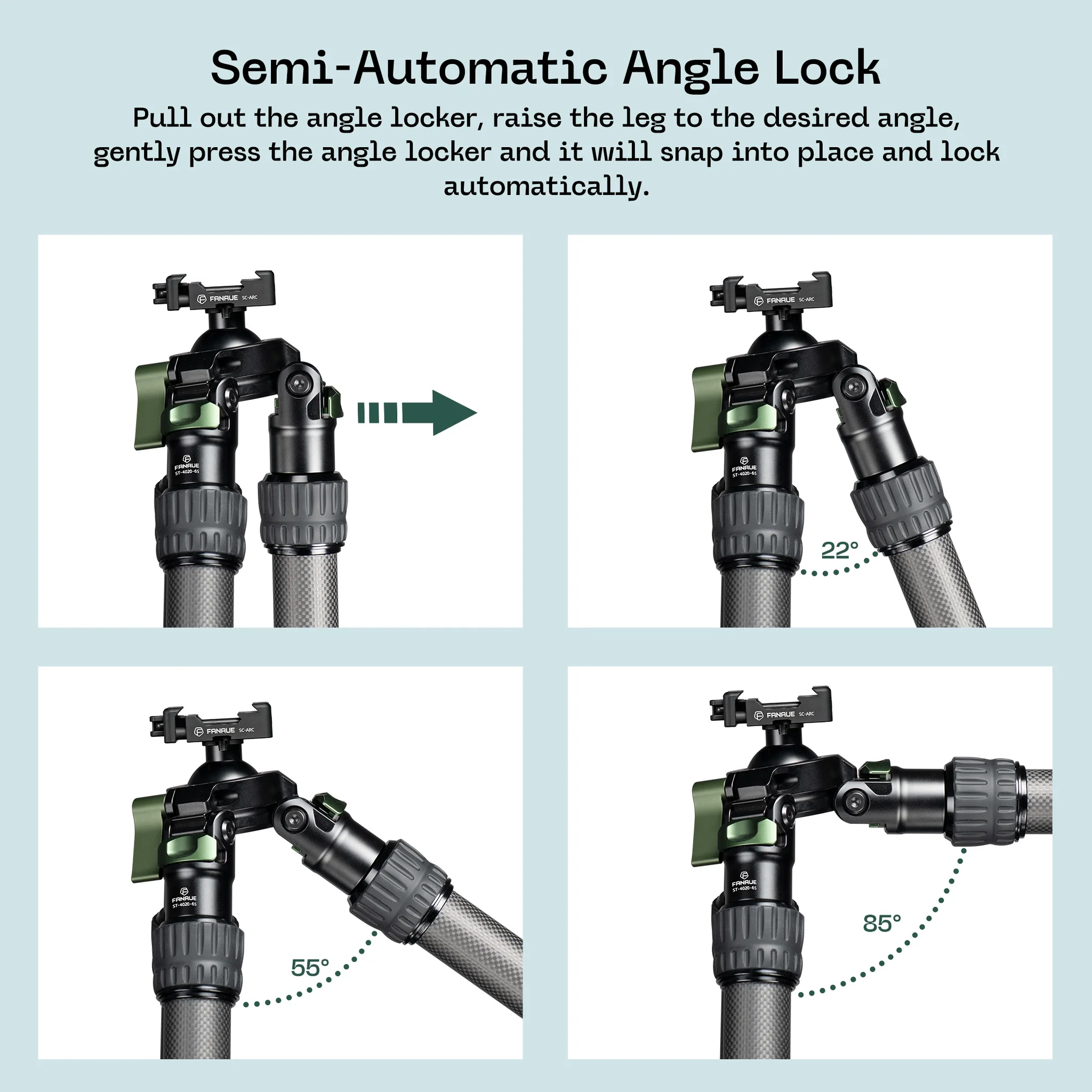 FANAUE ST Series Traditional Style Inverted 2 section Carbon Fiber Tripod Compatible With Arca Swiss and Picatinny Rail(Load 25/30kg)