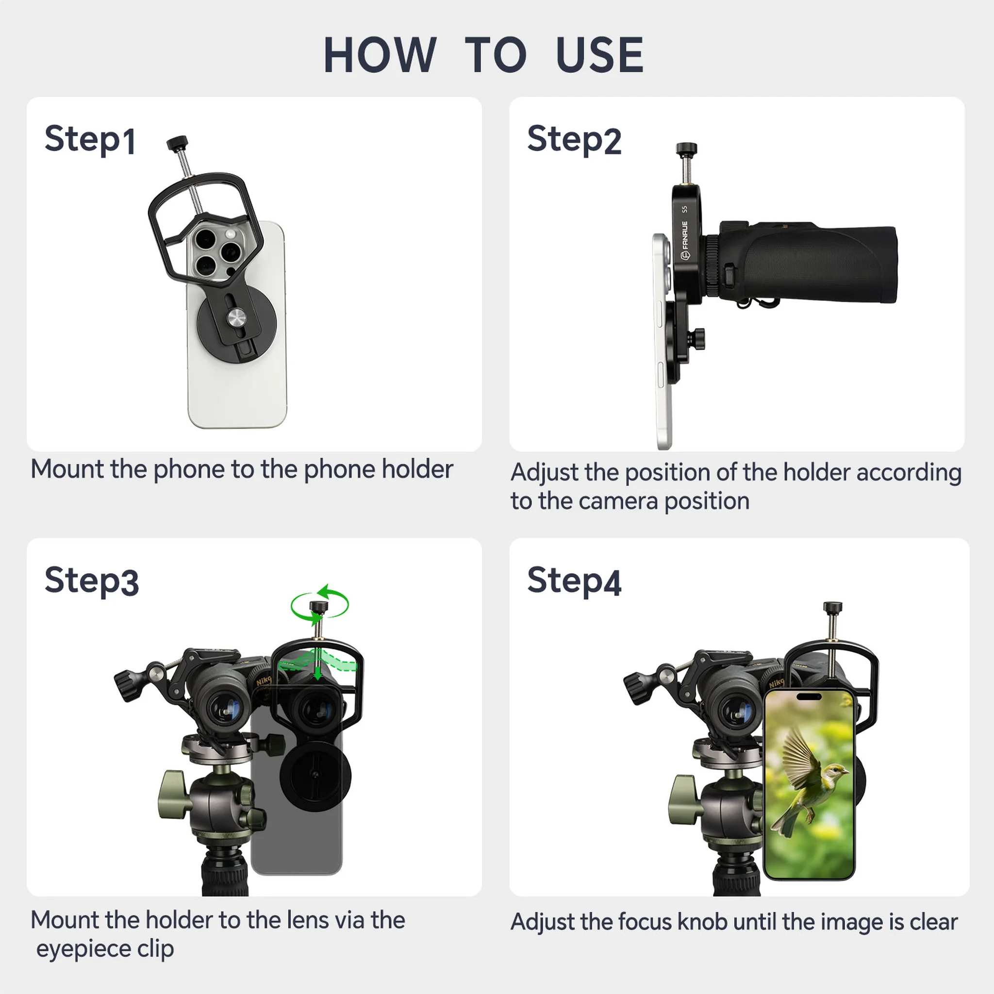 Magnetic Universal Spotting Scope Phone Adapter, Fits 2.16" Eyepiece Max（Only Available for iPhone）