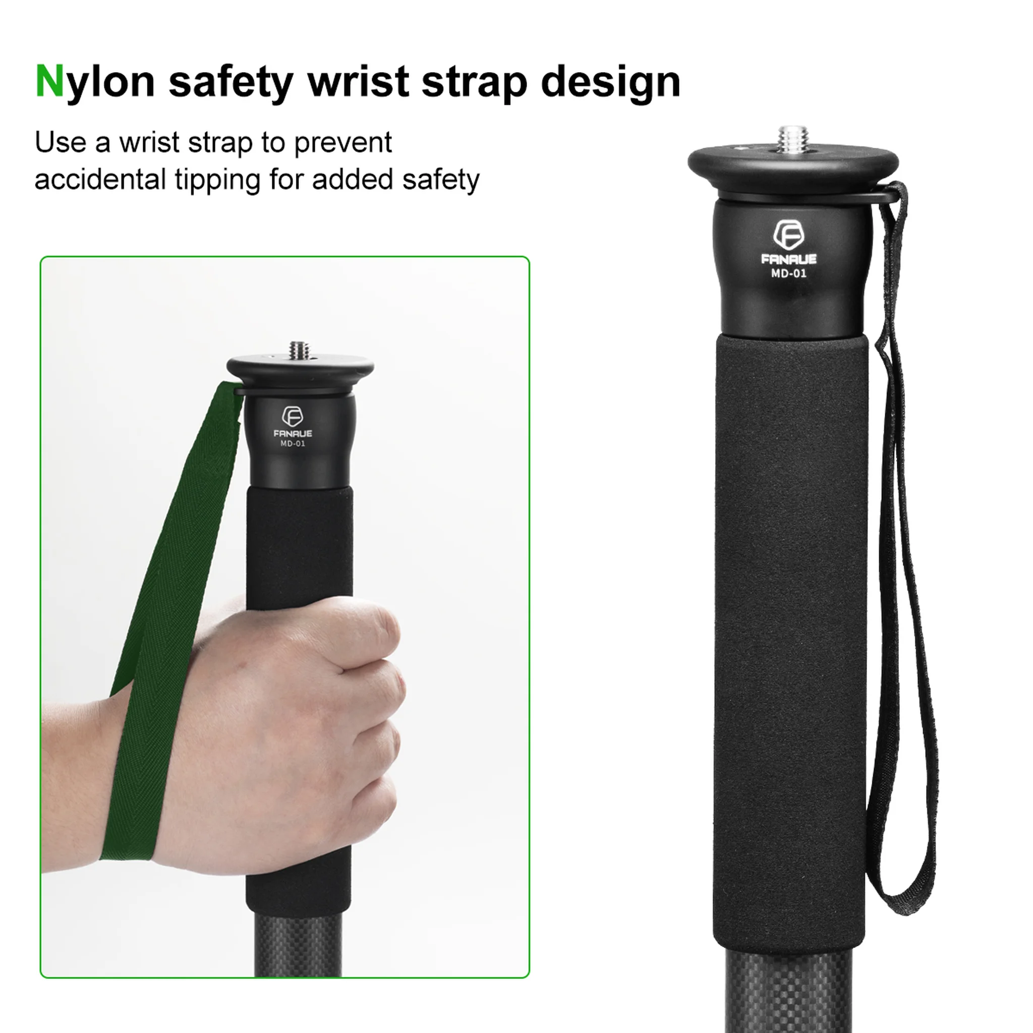 FANAUE MD-01 67.7inch Monopod for Camera Carbon Fiber Portable Compact Lightweight Travel with Walking Stick Handle(1.42"diameter)