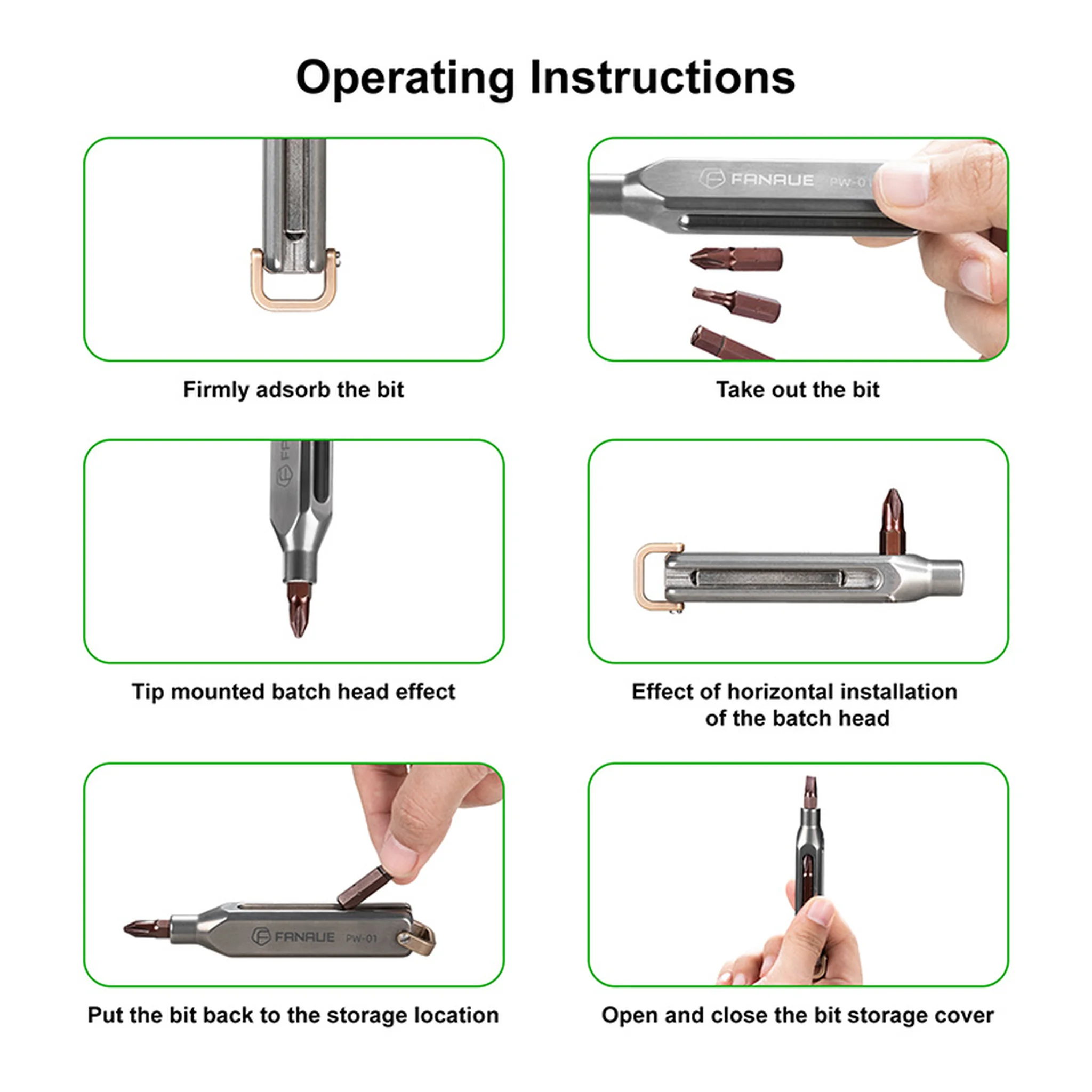 FANAUE Titanium Pocket Screwdriver, Precision Screwdriver Set, Professional Grade Magnetic Repair Tool Kit for Electronics.