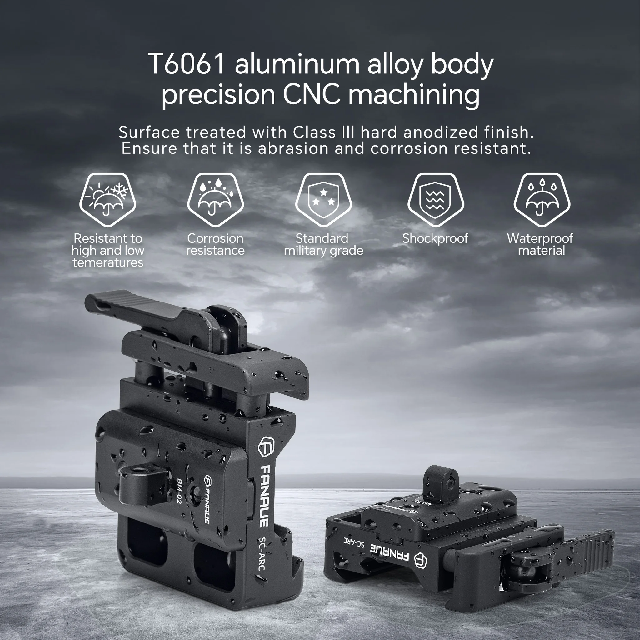 FANAUE SC-ARC Bipod Clamp Quick Release with Adapter Mount-Arca Swiss/RRS Dovetail to Picatinny