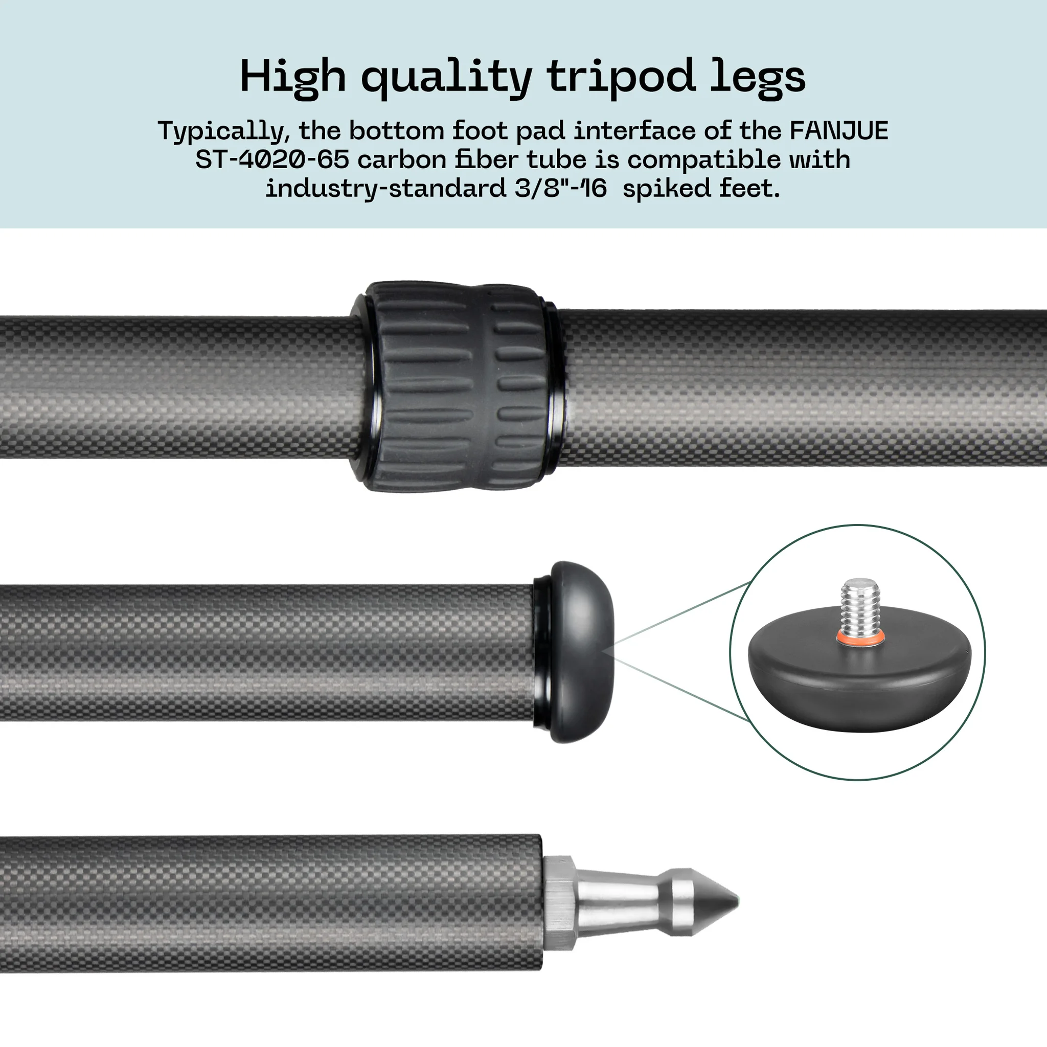 FANAUE Carbon Fiber Tripod With SC-ARC Clamp with Rotating Ball Head Adapter,Load 55.12lb/25kg