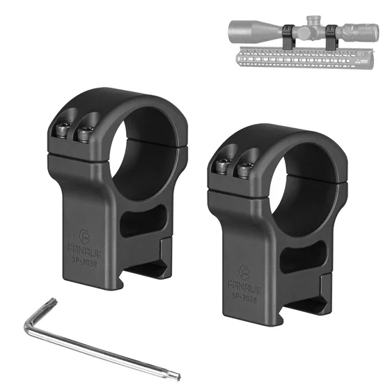 FANAUE SP-3038 Two-Piece 4 Screw Scope Rings, High Profile 30mm Scope Mount Rings for Picatinny Weaver Rail
