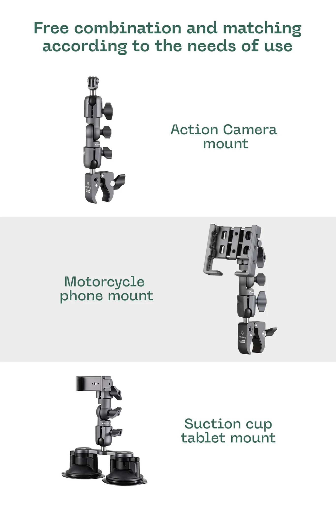 FANAUE DA-120PRO Double Socket Swivel Arm Compatible with 1 Inches/B Size /25mm Ball Mounts Accessories, Powerful Clamp Compatible with RAM Mount