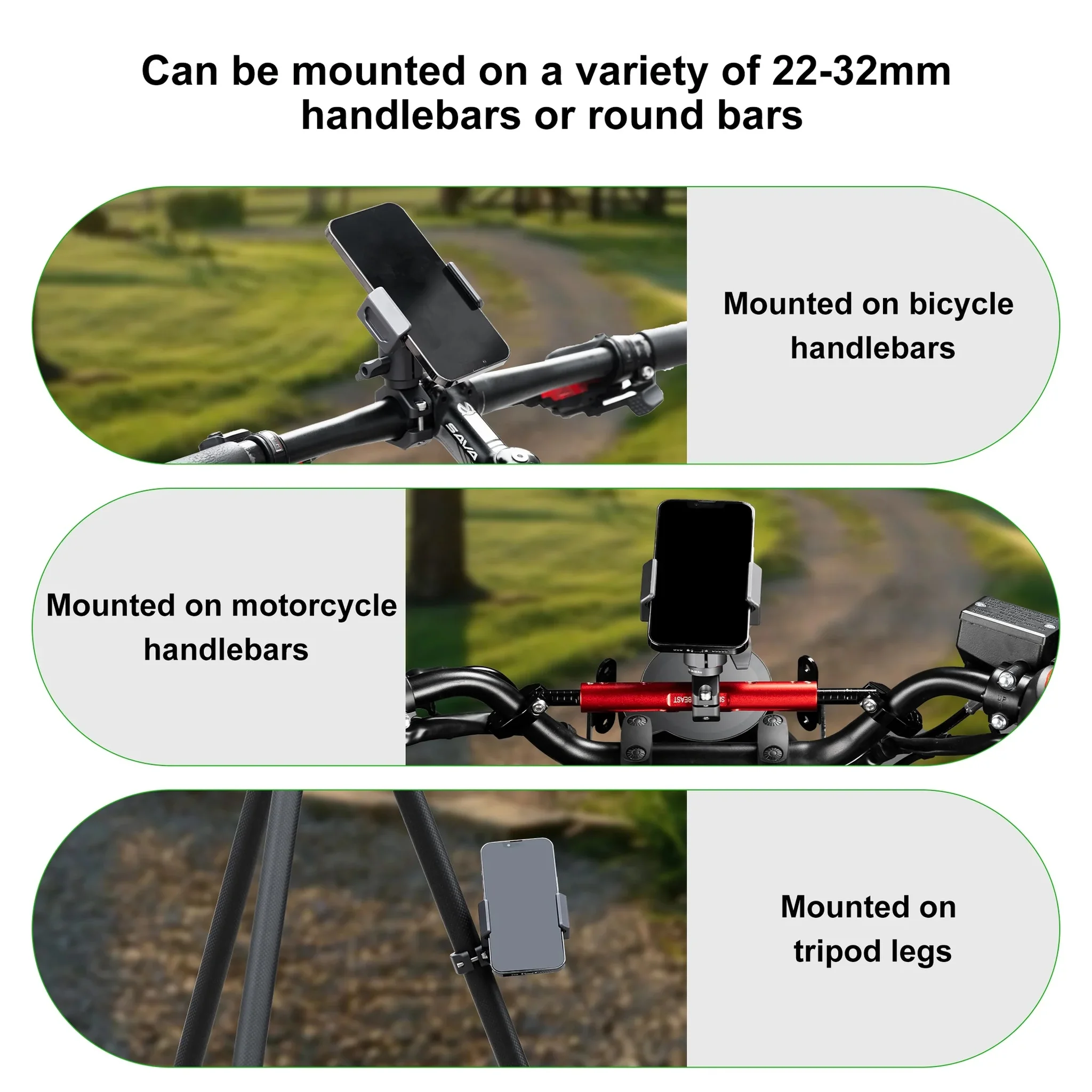 FANAUE Single Socket Arm with Handlebar Clamp Mount U-Bolt Base Compatible with RAM Mounts 1 Inch Ball Head and Bike Motorcycle Phone Holder, Can be Installed on 0.87-1.26" Diameter Rail Round Rod