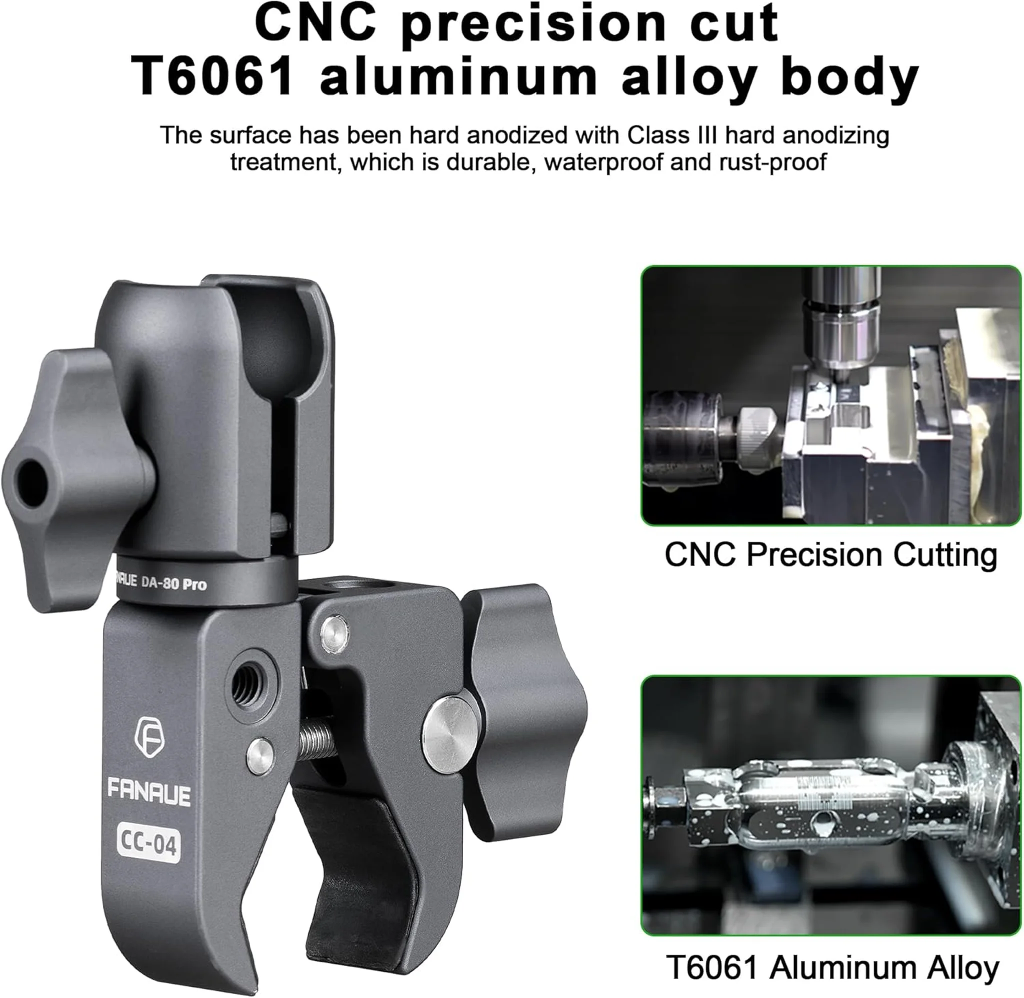 FANAUE CC-04(80P) Single Socket Arm with Handlebar Base Mount Strong Rod Clamp Compatible with RAM Mounts 1 Inch Ball