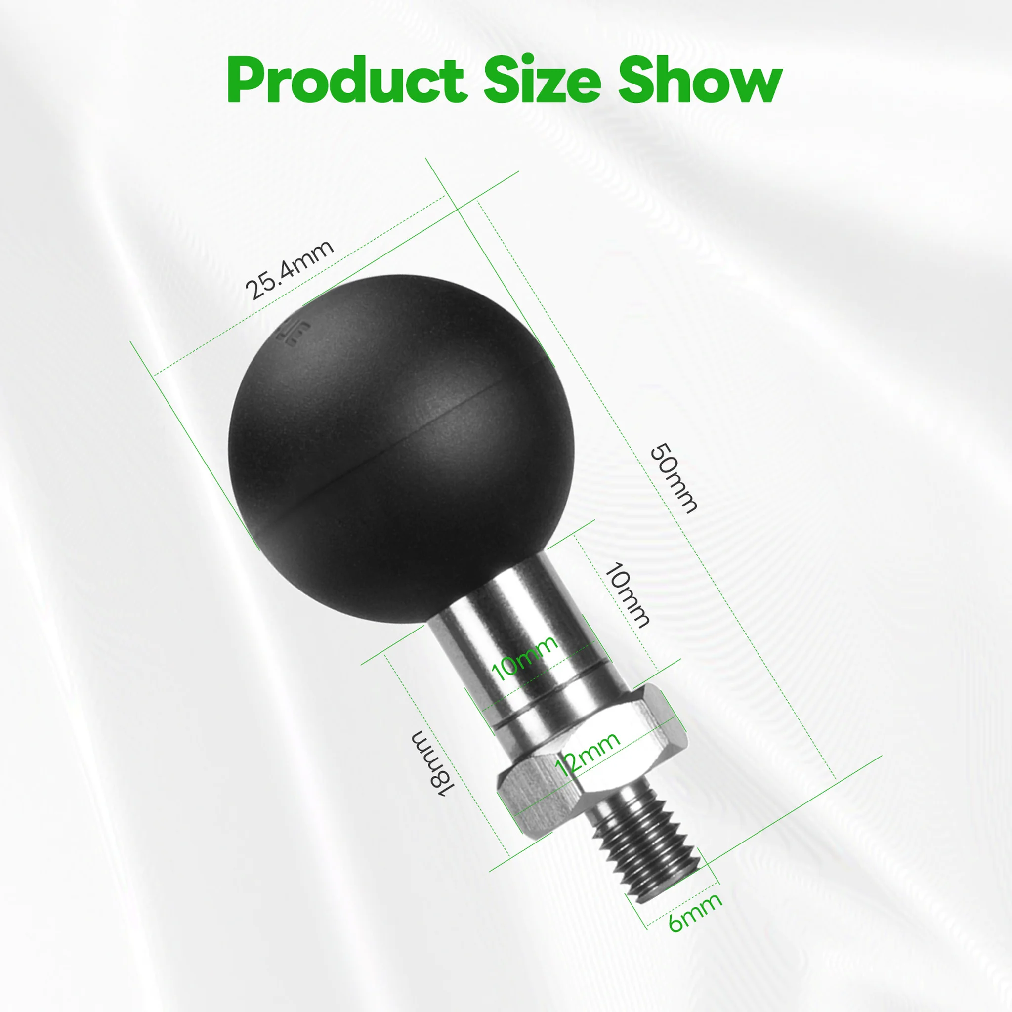 FANAUE M6 Ball Base Adapter With M6x1.0 Threaded Post for RAM Mounts Double Socket Arm & Bike Motorcycle Phone Holder