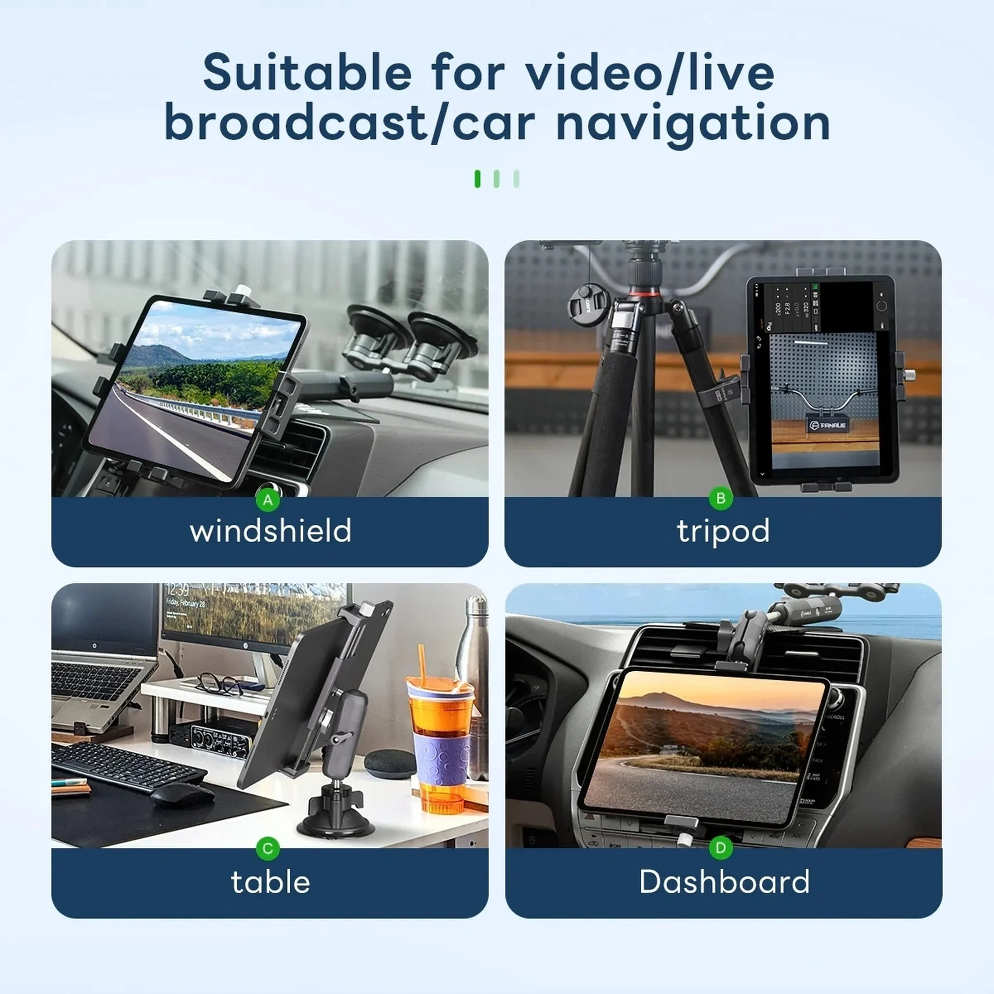 FANAUE PD-02 Lightweight Design 360 Rotatable Tablet Holder for Car（8-12.9"）