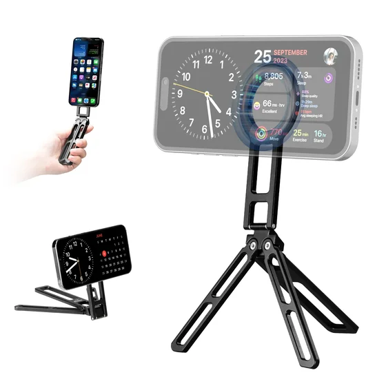 FANAUE MT-03 磁性便攜摺疊手機三腳架，兼容Magsafe，適配iPhone Plus、Pro、Max系列，適用於4.5-7.5英寸手機的磁性手機支架