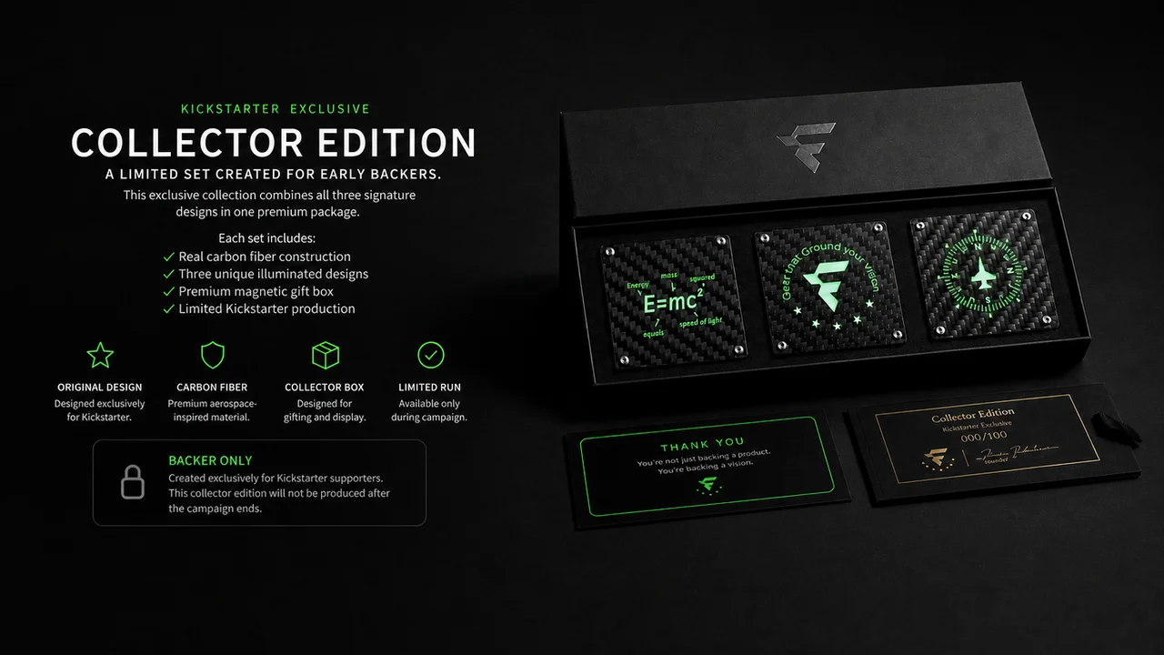FANAUE 發光士氣章：一款現已在 Kickstarter 上群眾募資的可充電碳纖維徽章