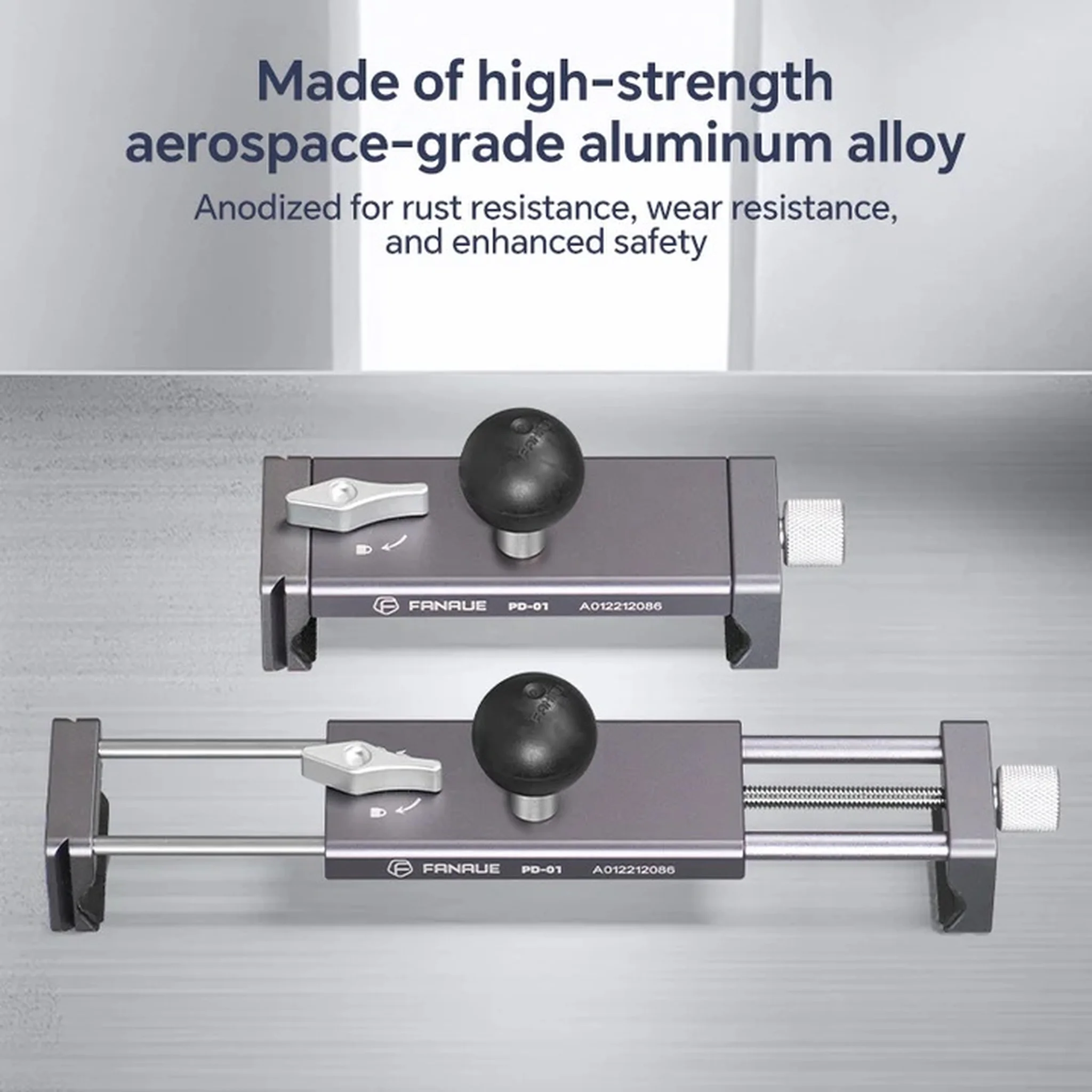 FANAUE Motorcycle/ Bike Tablet Mount, fits iPads with a width of 95–225mm.