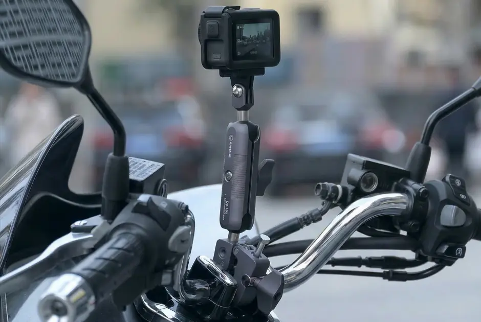 Motorcycle phone mount for secure handlebar device support